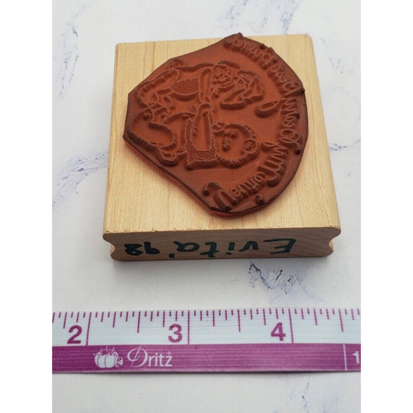 Bear and Rabbit Your My Berry Best Friend Rubber Stampede Wood Mounted Stamp - Picture 7 of 7